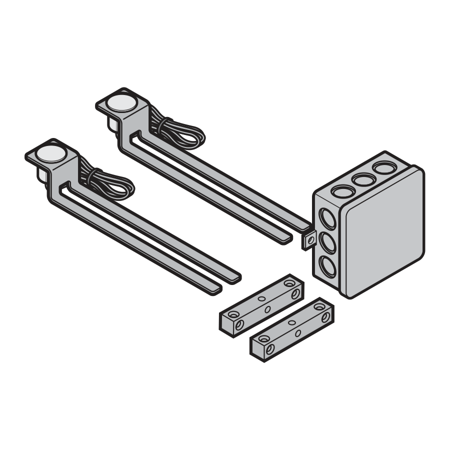 Zestaw czujników magnetycznych (2× czujnik, akcesoria, puszka 80×80×45 mm, adapter, montaż)